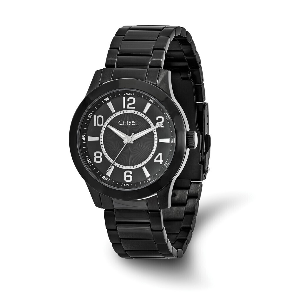 Kazi Luxury Mens Chisel Stainless Steel Black IP-plated Black Dial Watch
